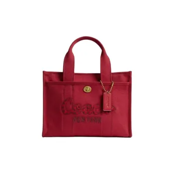 COACH Cargo Fabric Tote Bag, Shopping Bag, Shoulder Bag, Handbag Medium Size Women's Ruby Color