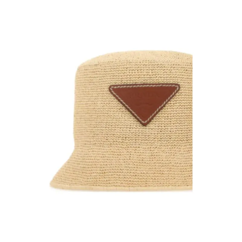 PRADA Raffia Bucket Hats Women's Beige-2