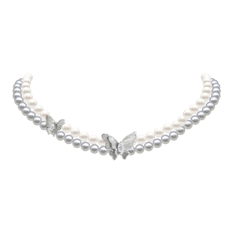 KEYS VIA Copper Alloy Synthetic Cubic Zirconia Faux Pearl Necklaces Women's-0