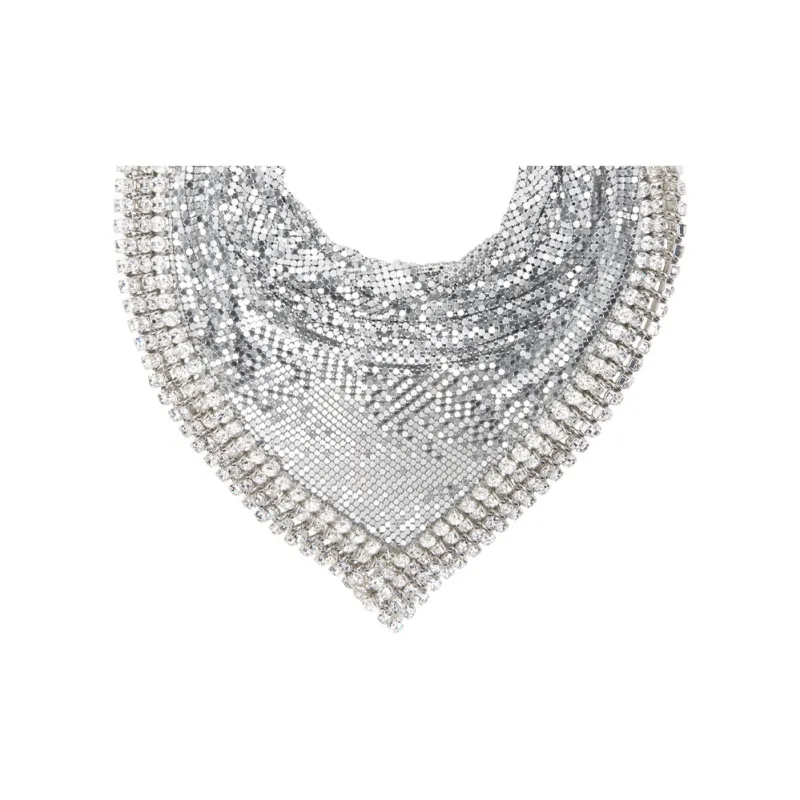 Paco Rabanne H&M Metal Mesh Triangle Scarf With Fringe-0