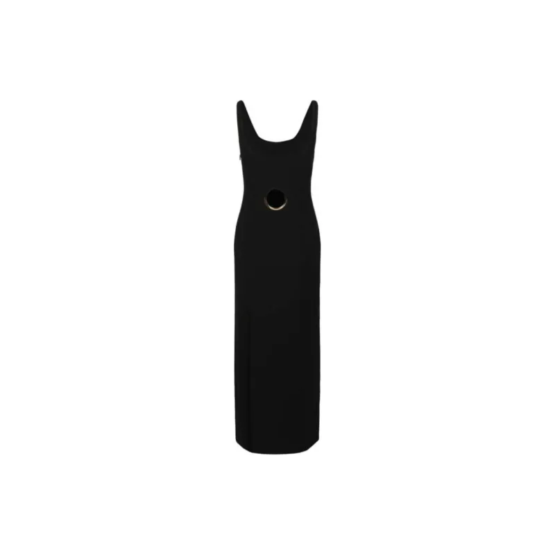 VERSACE Ring Cutout Sleeveless Maxi Dress Black-1