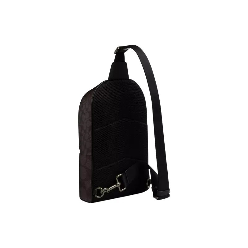 COACH West Signature Coated Canvas Crossbody Sling Bag Small Size Men's Walnut Wood & Brown Umber-1