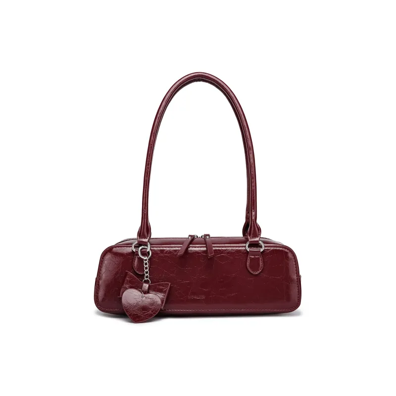 FAIRWHALE PU Shoulder Bag Women's Chestnut Brown/Burgundy-8