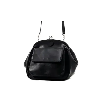 Yohji Yamamoto Semi-Gloss Leather Shoulder Bag Crossbody Bag Women's Black