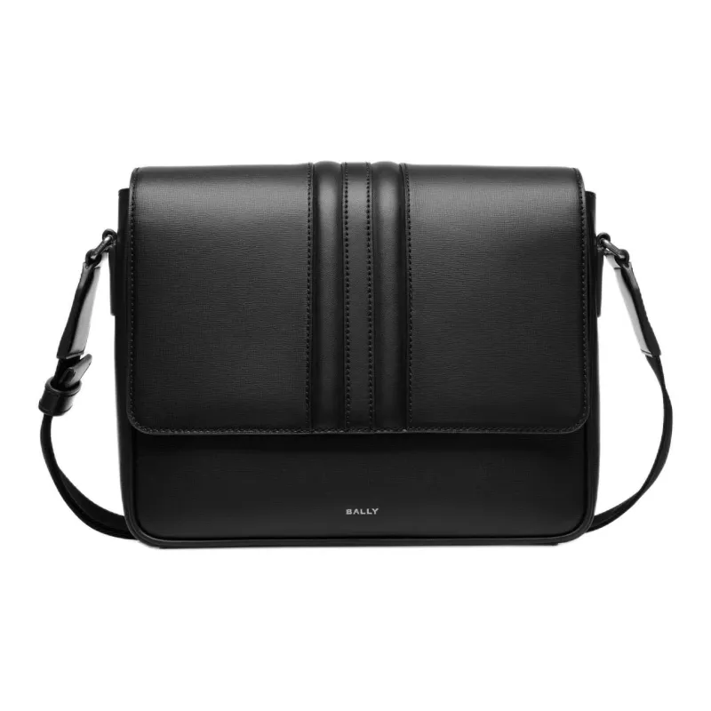 BALLY MYTHOS Regenerated Cow Leather Shoulder Bag Crossbody Bag Men's Black-4