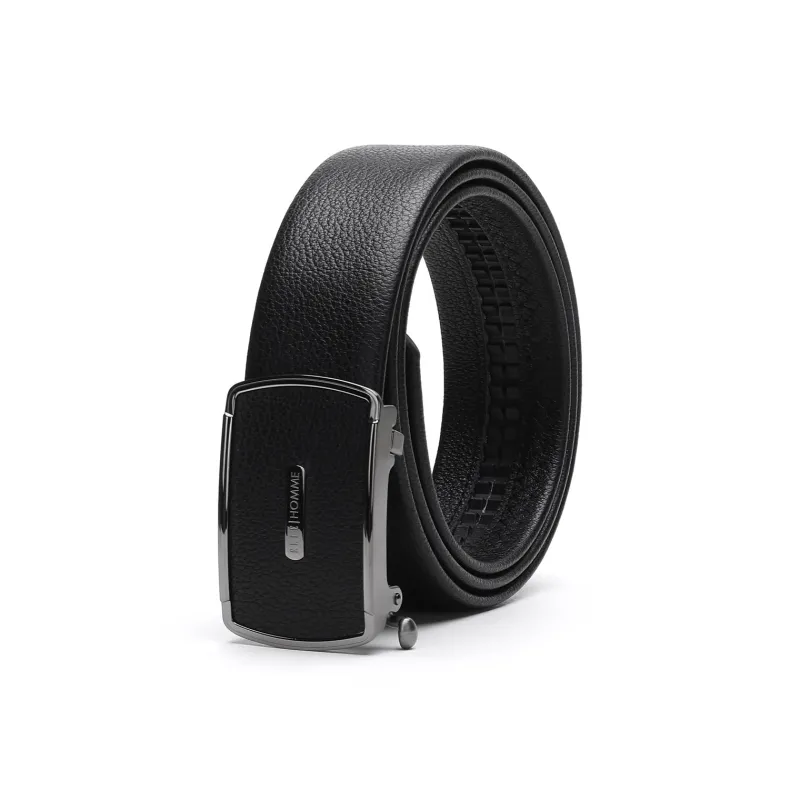 ELLE HOMME Top Grain Cow Leather Belts Men's Black Width 3.7cm-1