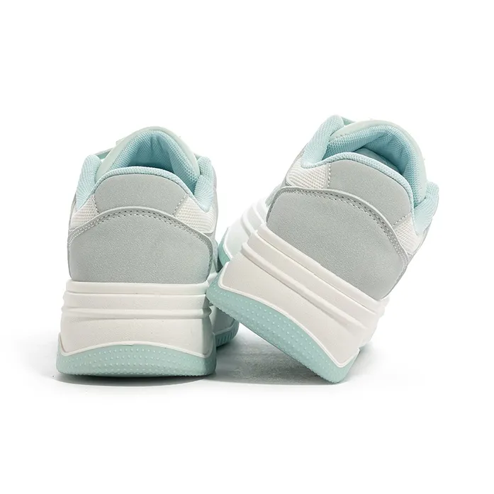 Babaya Anti Slip And Wear Resistant Lightweight Low Top Skateboard Shoes Women's Gray Green-5
