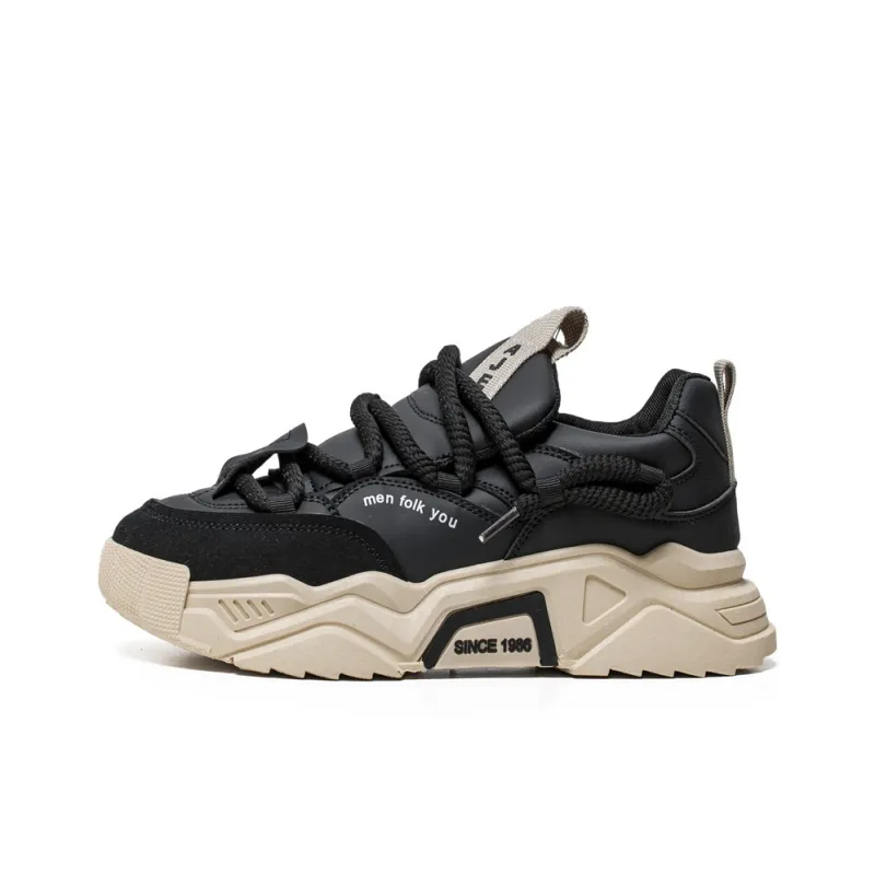 SOURCE Cushioned Anti Slip Wear Resistant Lightweight Height Increasing Low Top Chunky Sneakers Men's-5
