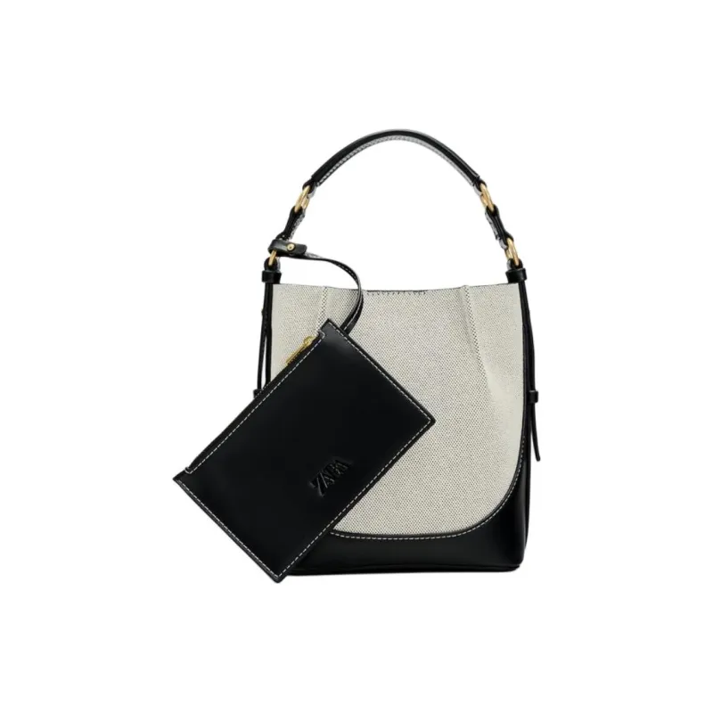 ZARA Cotton Bucket Bags Handbags Women's White-4