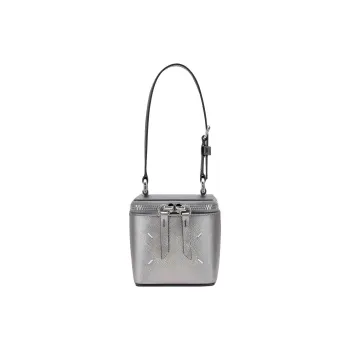 Maison Margiela Calfskin Handbag, Shoulder Bag Regular Women's Metallic Gray