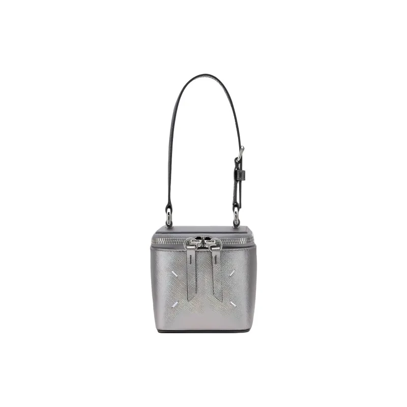 Maison Margiela Calfskin Handbag, Shoulder Bag Regular Women's Metallic Gray-0