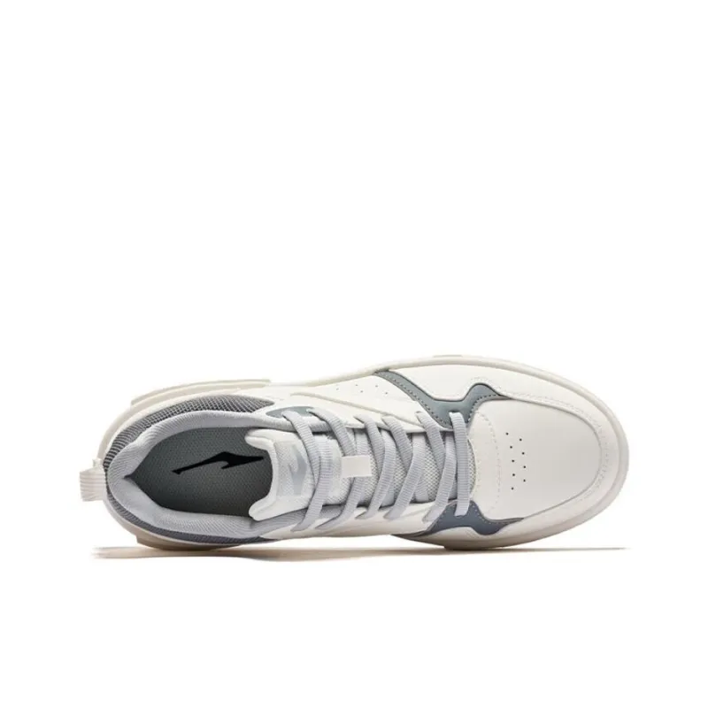Erke Yang Fan Anti Slip And Wear Resistant Lightweight Low Top Skateboard Shoes Men's White Gray-3