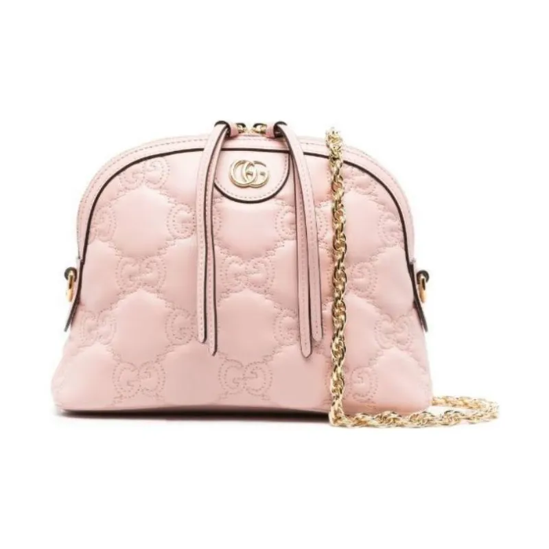 GUCCI Ophidia Leather Shoulder Bag Small Size Women's Light Pink-0