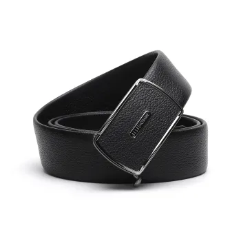 ELLE HOMME Top Grain Cow Leather Belts Men's Black Width 3.7cm