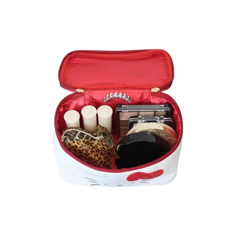 Sanrio PU Makeup Bag Regular Women's White & Red-4