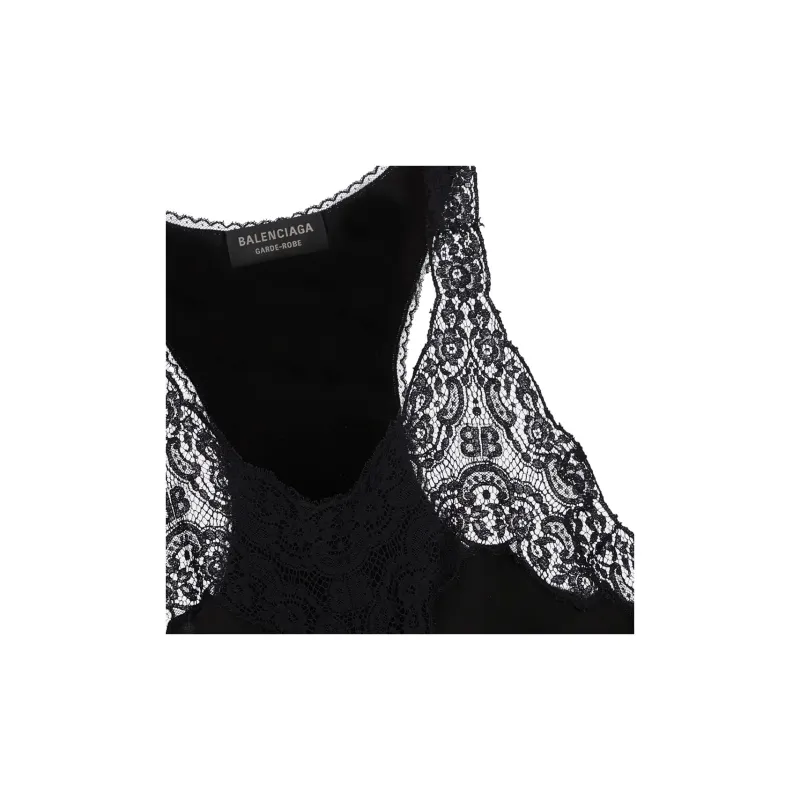 Balenciaga Lace Trimmed Sleeveless Dress-5