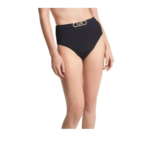 MICHAEL KORS Stretch Nylon High-Waist Belted Bikini Bottom