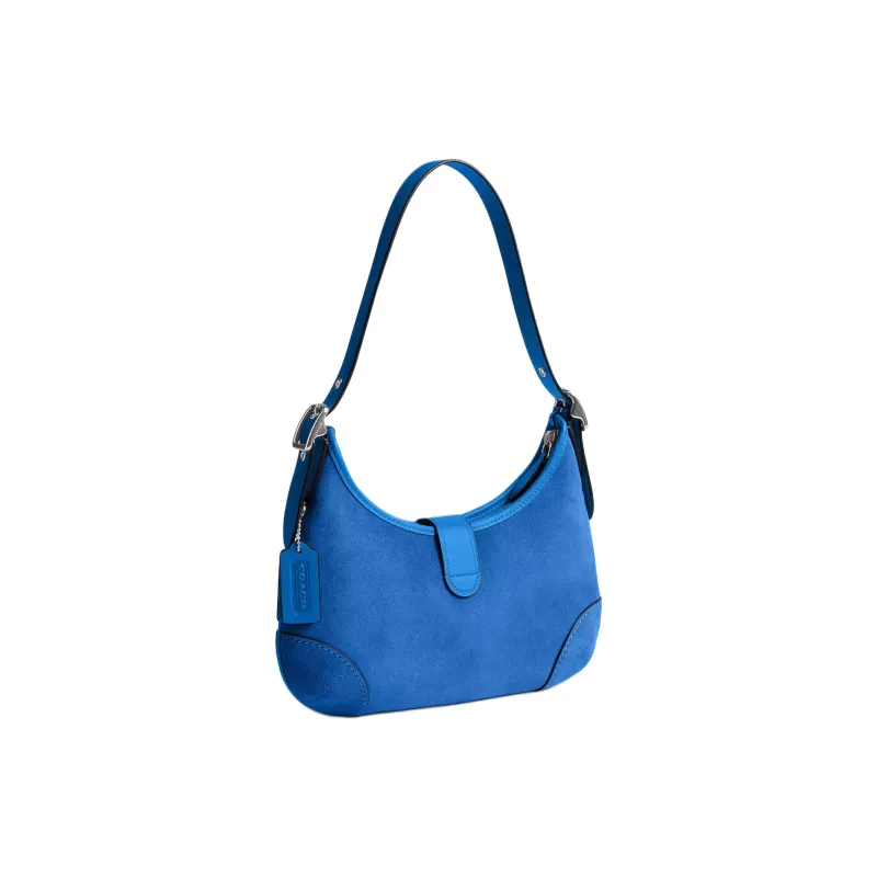 COACH Hamptons Suede Hobo Bag Shoulder Bag Medium Size Women's Blue-1