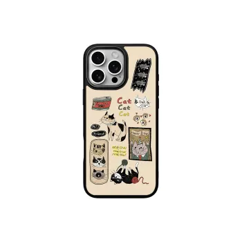 LANWK Glass Material Happy Cat Impact Resistant Magnetic Phone Case Compatible With Apple IPhone 14/15/16/Pro/Pro Max