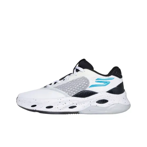 Skechers SKX Anti-Slip Wear-Resistant Low-Top Basketball Shoes Unisex White Black