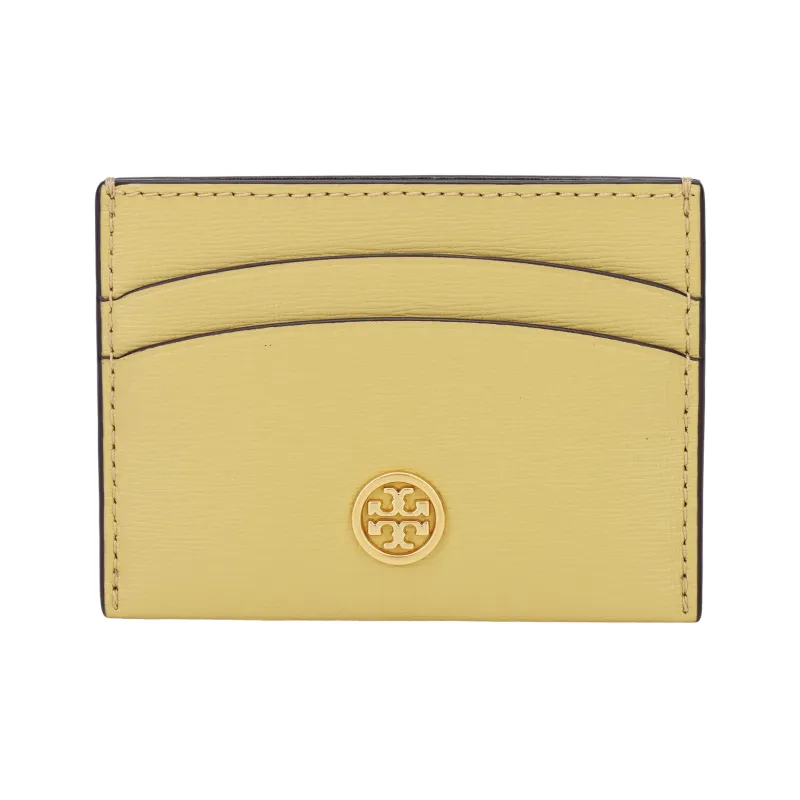 TORY BURCH Robinson Leather Card Holder Women's Yellow-0