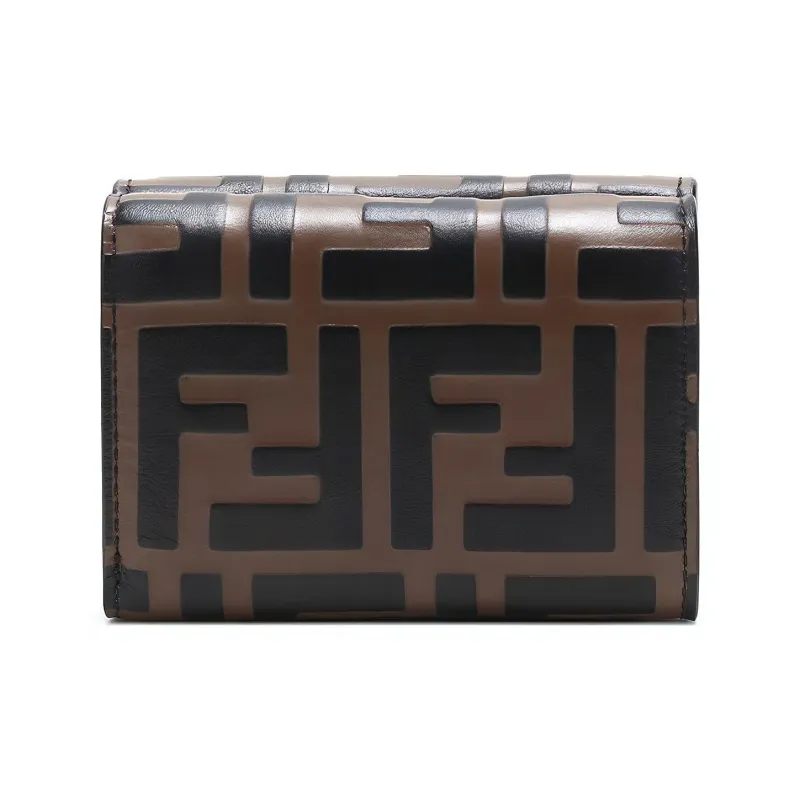 FENDI Calfskin Wallet Women's Brown/Black-3