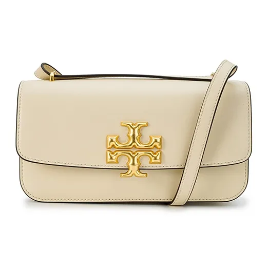 TORY BURCH Eleanor Leather Small Square Bag, Shoulder Bag, Crossbody Bag Trumpets Women's Cream White-0