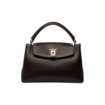 BALLY Lock Me Calfskin Shoulder Bag, Crossbody Bag, Handbag Trumpets Women's Ebony Black