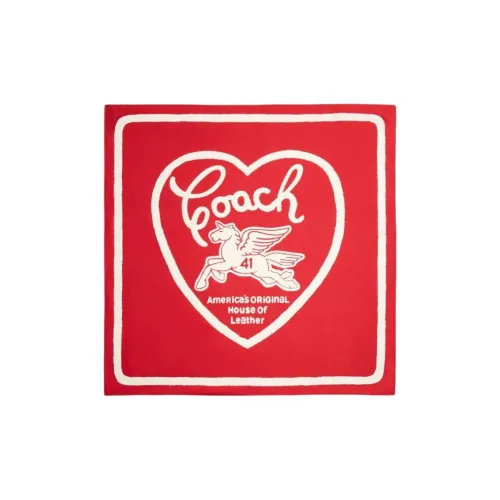 COACH Mulberry Silk Scarves Unisex Red