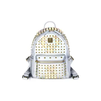 MCM Leather Backpack Women's Silver