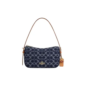 COACH Kailey Fabric Shoulder Bag Medium Size Women's Denim Blue