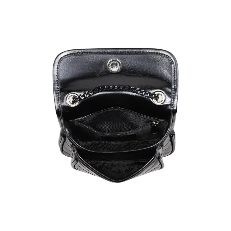 MILLIE'S Cow Leather Underarm Shoulder Bag, Crossbody Bag, Messenger Bag Women's Black/Silver-10