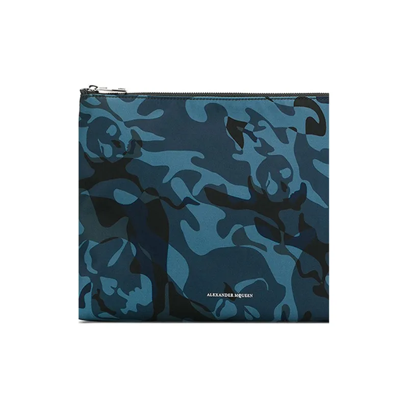 Alexander McQueen Fabric Clutch Men's Blue-3