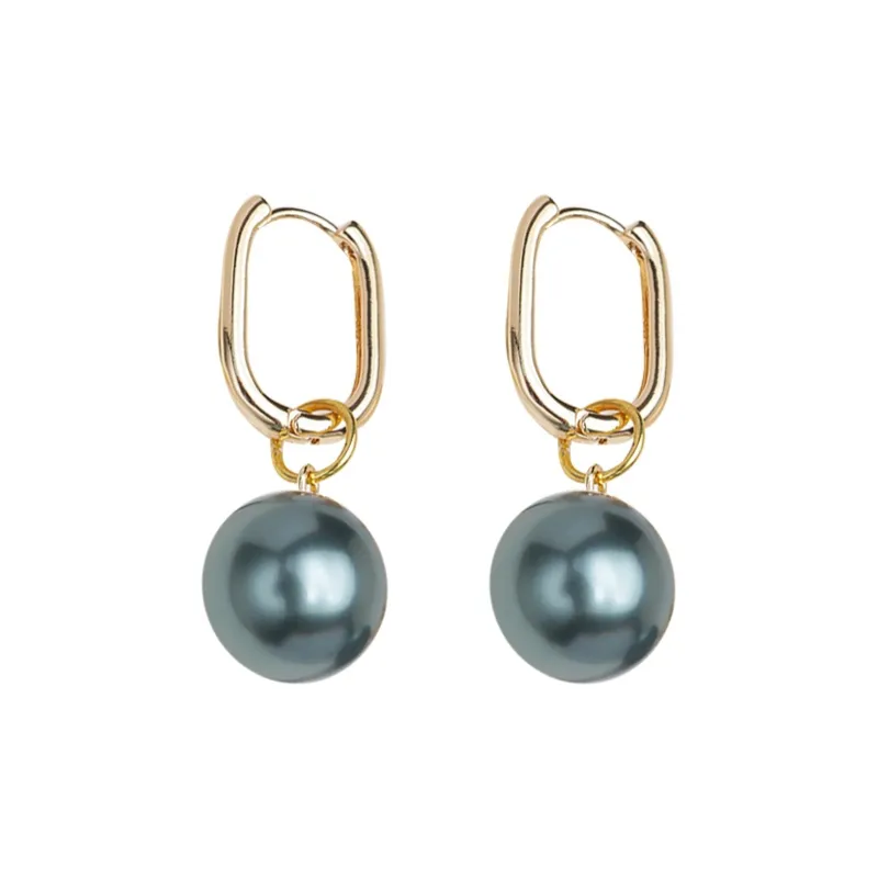 NATURALLYJOJO Shell Pearl Earrings Women's Green/Purple-0