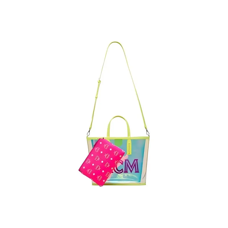 MCM TPU With Leather One Shoulder Handbag Small Size Women's Neon Yellow Multicolor-1
