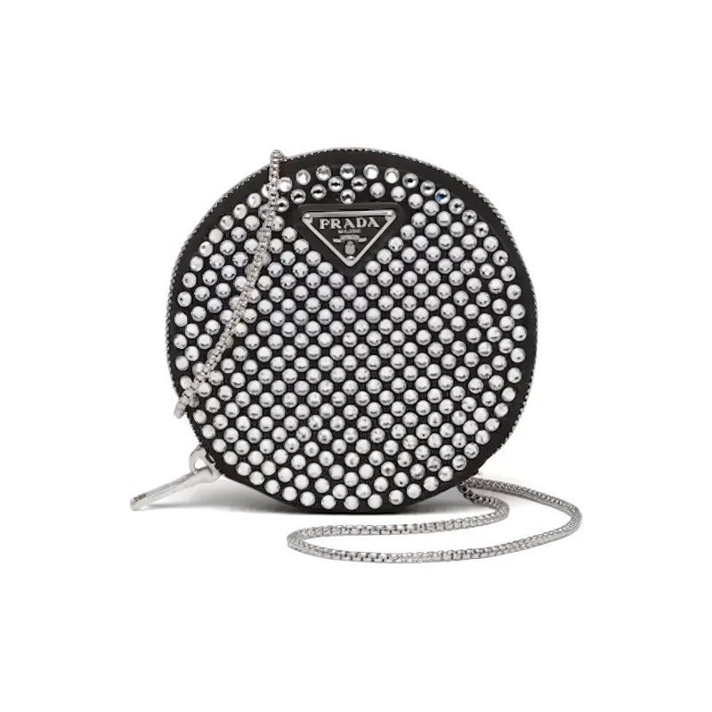 PRADA Crystal Shoulder Bag, Crossbody Bag Women's Black-0