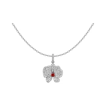 HEFANG All Things Spiritual Collection 925 Sterling Silver Moth Orchid Collarbone Chain Women's Silver