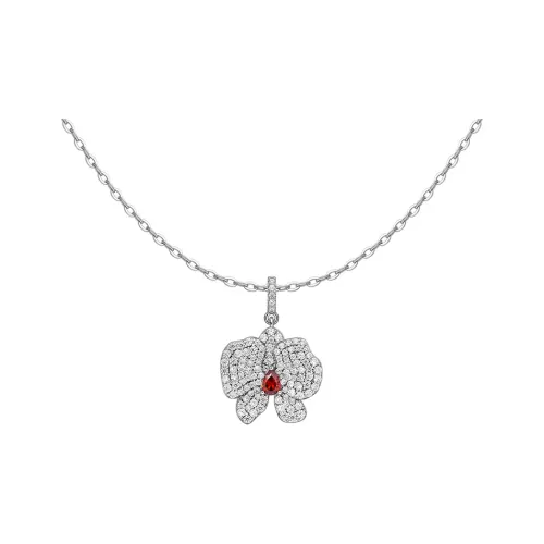 HEFANG All Things Spiritual Collection 925 Sterling Silver Moth Orchid Collarbone Chain Women's Silver