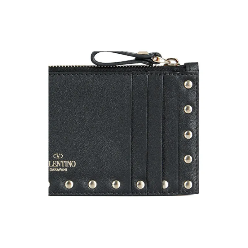 Valentino Cow Leather Card Holder Women's Black-4