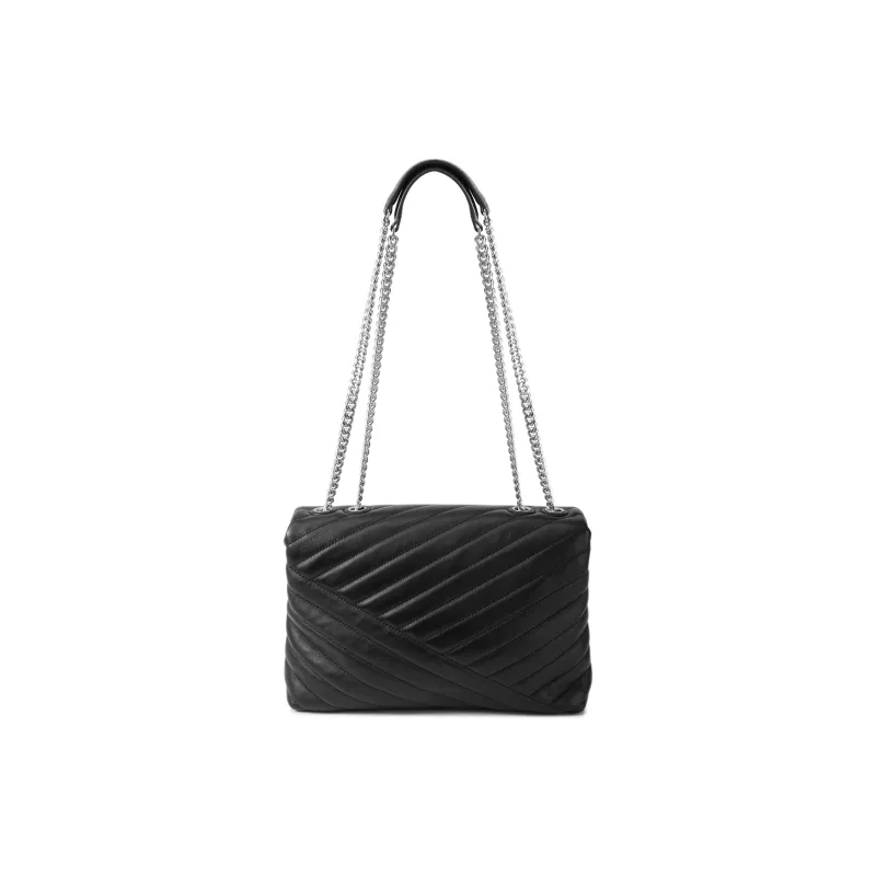 TORY BURCH Kira Leather Shoulder Bag, Crossbody Bag Medium Size Women's Black-2