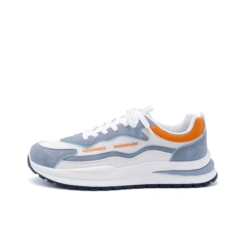 HUANQIU Non slip Lightweight Low Top Chunky Sneakers Men's White Blue