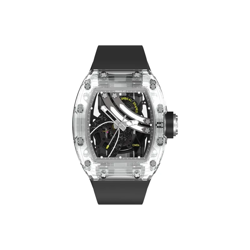 CRONUSART Crystal Fantasy Automatic Mechanical Movement Eco Friendly Fluoroelastomer Strap Watch Unisex Cut Out Dial-8