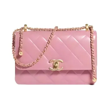 CHANEL Calfskin & Metal Coin Purse, Shoulder Bag, Crossbody Bag Trumpets Women's Pink