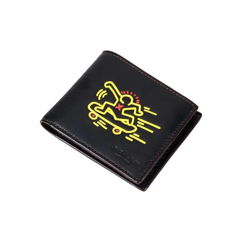 COACH Compact Leather Wallet Mini Men's Black-1