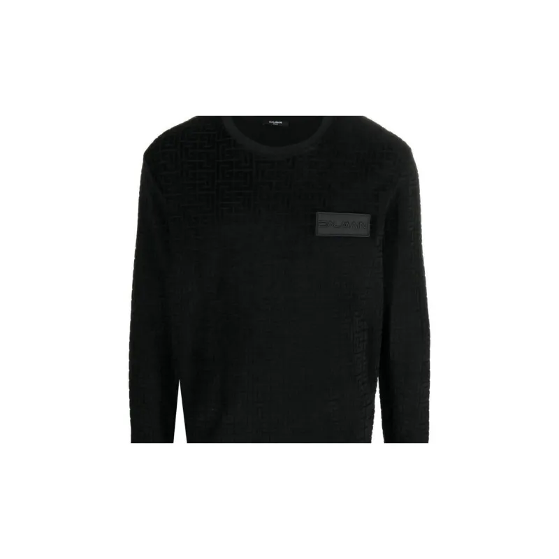 BALMAIN Monogram Velvet Sweatshirt-4