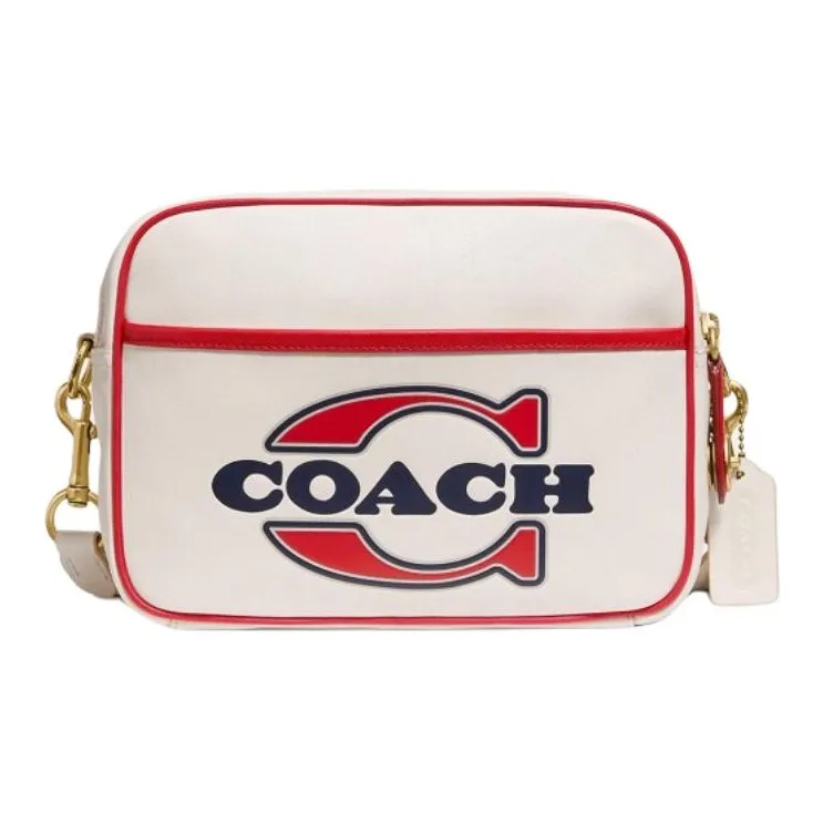 COACH Flight Leather Shoulder Bag, Crossbody Bag Medium Size Women's White-1