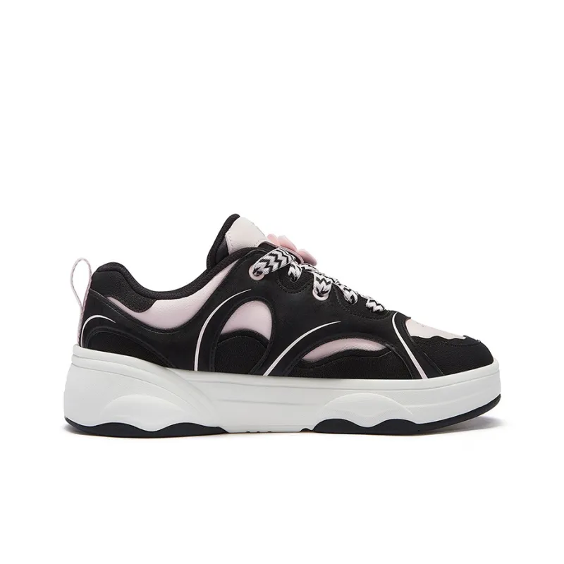 FILA FUSION WINDROUND DX Dancing Longboard Shoes Slip Resistant Cushioning Low Top Skateboard Shoes Women's Black White-1