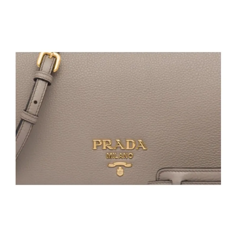 PRADA PRADA Luggage Collection Leather Shoulder Bag Crossbody Bag Women's Clay Gray-3