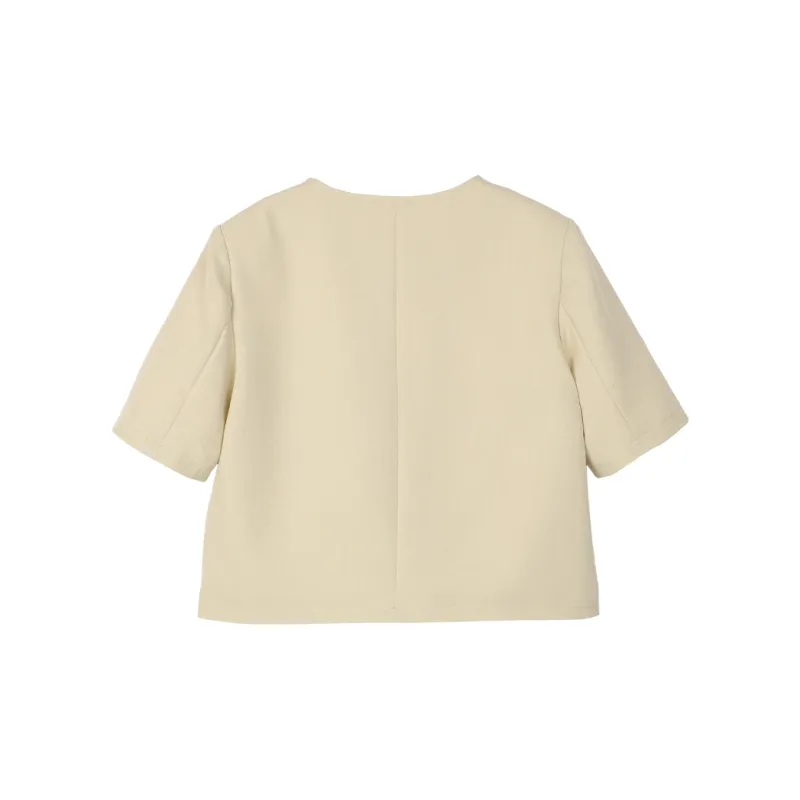 Cypress House Cropped Coat Women's Beige Apricot-1