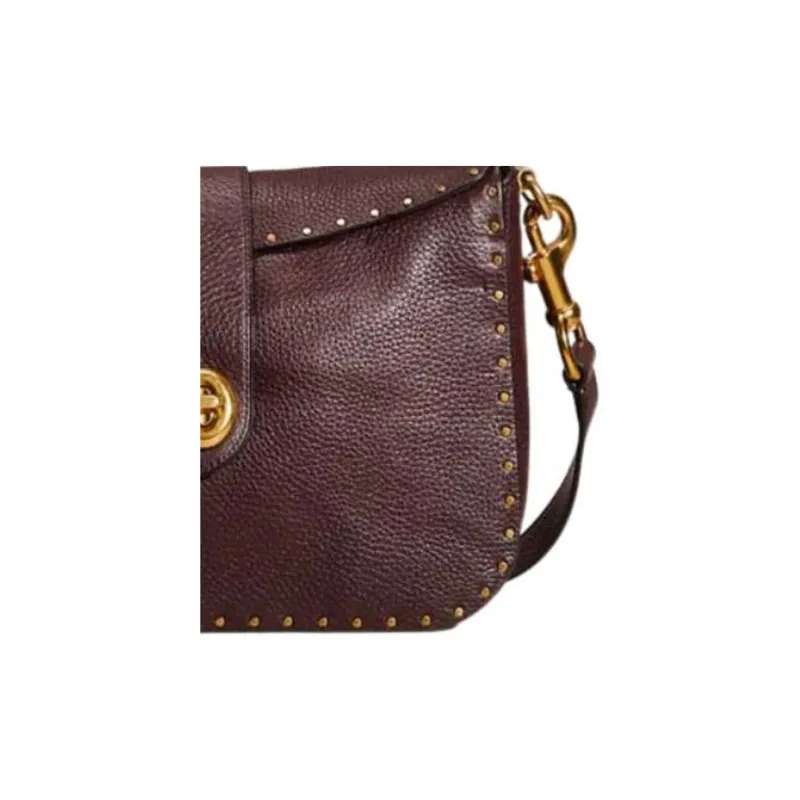 COACH Page Pebbled Leather Journalist Bag, Crossbody Bag, Shoulder Bag Women's Dark Purple Red-2